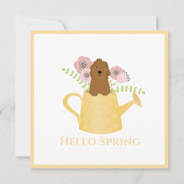 Carte Goldendoodle Dans L'Arrosage Can Jaune (Devant)