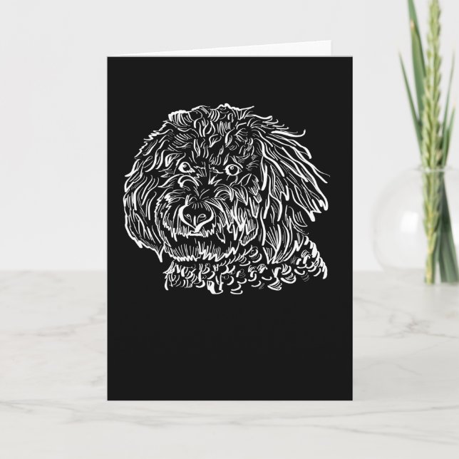 Carte Goldendoodle Line Art Gidei (Devant)