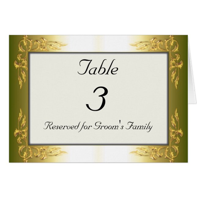 Carte goldtone de nombre de Tableau de mariage (Devant Horizontal)