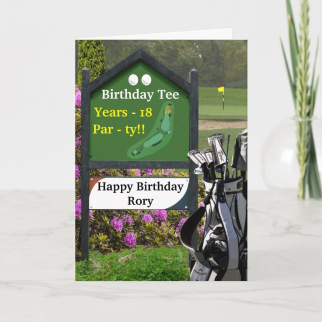 Carte Golf 18th Birthday Card - 'Birthday Tee' (Devant)