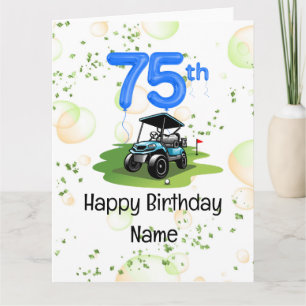 Carte Golf 75e anniversaire pour golfeur avec voiturette