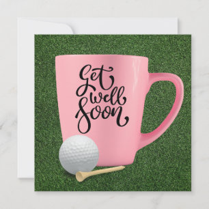 Carte Golf Allez bien bientôt Golfeur avec Mug rose pour