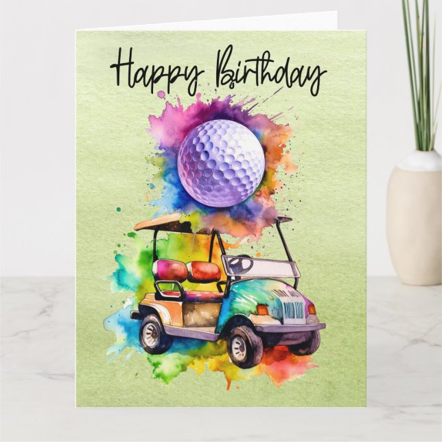 Carte Golf Anniversaire avec voiturette (Devant)