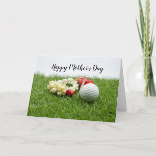 Carte Golf Bonne fête des mères avec fleur sur herbe ver