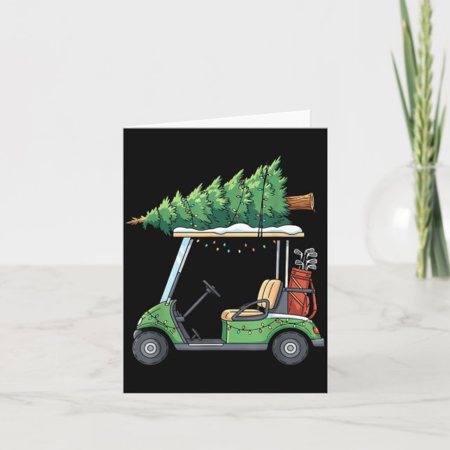Carte Golf Cart Christmas Tree Lights Funny For Men Wome (Devant)