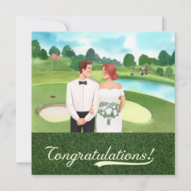 Carte Golf Félicitations pour la mariée et le marié golf (Devant)