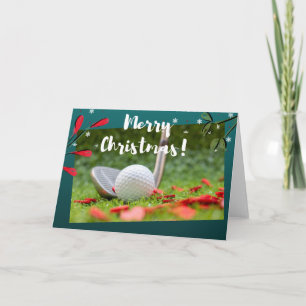 Carte Golf fer et balle est en vert Noël