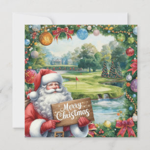 Carte Golf Joyeux Noël avec le Père Noël