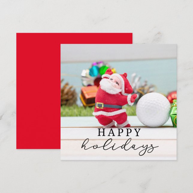 Carte Golf Joyeux Noël avec le Père Noël (Devant / Derrière)