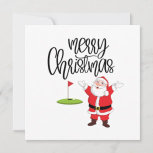 Carte Golf Joyeux Noël avec le Père Noël au drapeau