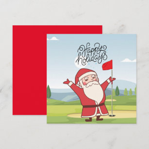 Carte Golf Joyeux Noël avec le Père Noël au drapeau