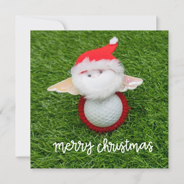 Carte Golf Joyeux Noël avec le Père Noël pour golfeurs (Devant)