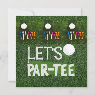 Carte Golf Let's Par avec balle de golf et tee coloré