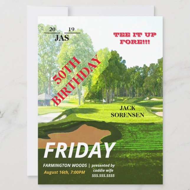 Carte Golf Lover Sport Thème VIP Billets Anniversaire (Devant)