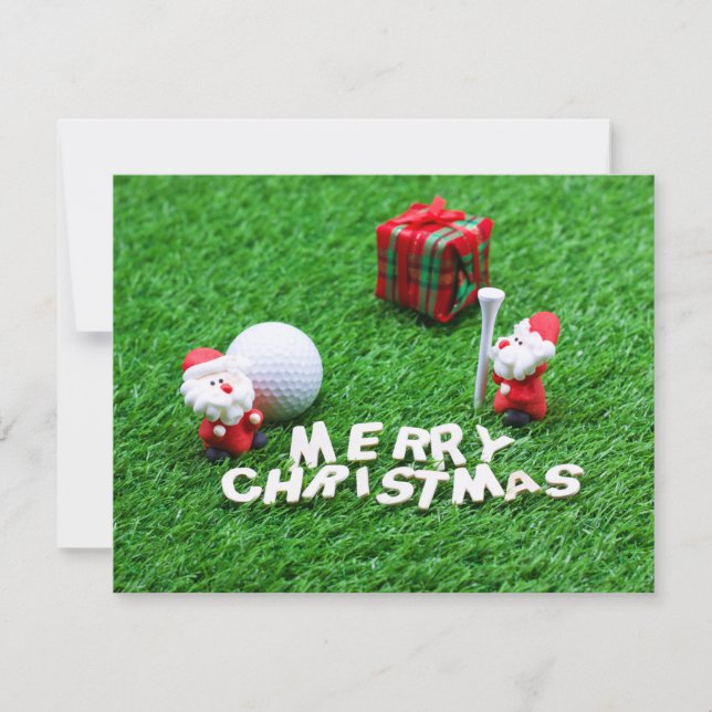 Carte Golf Noël avec Père Noël balle de golf et tee (Devant)