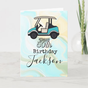 Carte Golf Panier Joyeux 50e anniversaire sur marbre ble