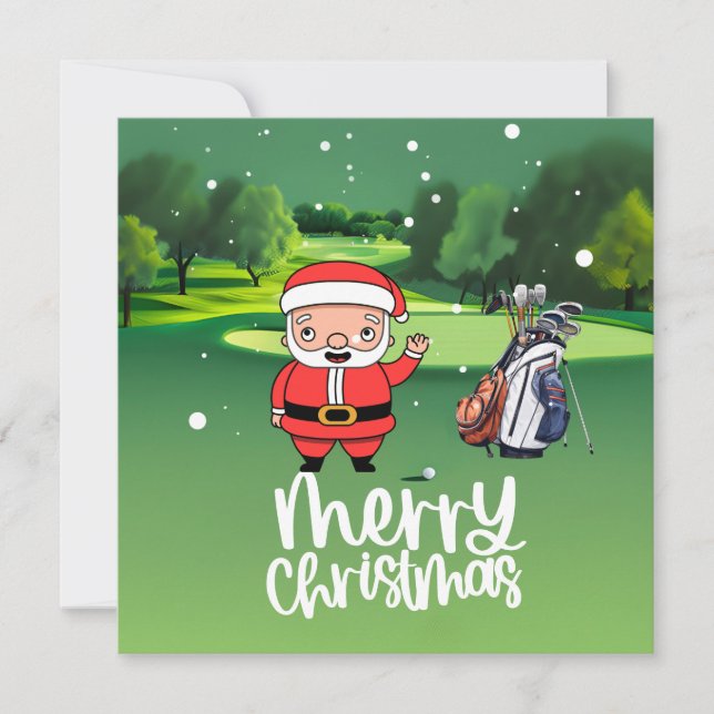 Carte Golf Père Noël joue au golf le jour de Noël (Devant)
