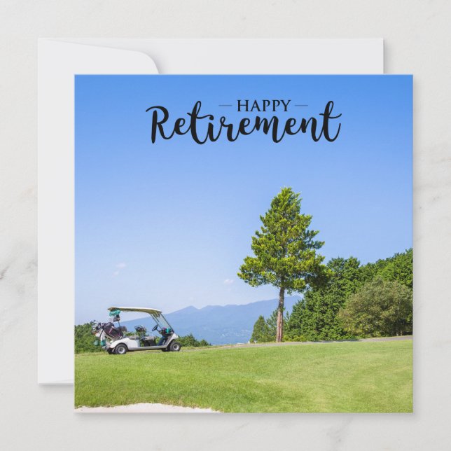 Carte Golf Retraite avec voiturette de golf sur herbe ve (Devant)