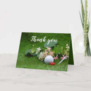 Carte Golf Thank you with golf ball and tee on flower