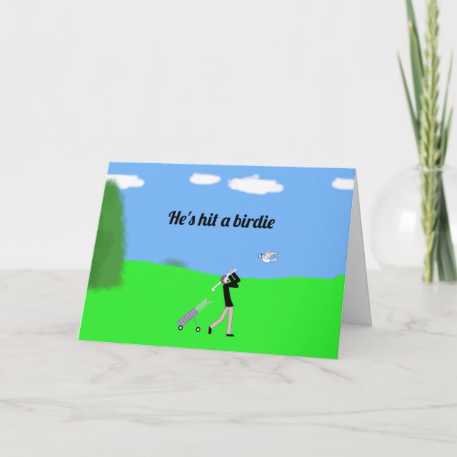 Carte golfer frappe un oiseau (Devant)