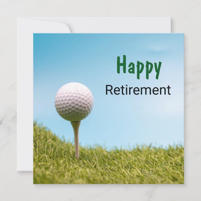 Carte Golfer Happy Retirez avec balle de golf sur le dép (Devant)