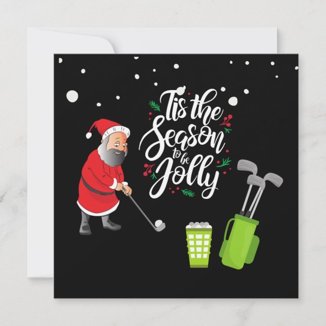 Carte Golfer Santa Claus balle de golf à neige Noël (Devant)