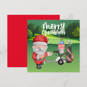 Carte Golfer Santa Claus golf sur vert à Noël