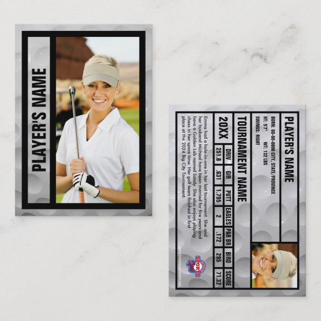 Carte Golfer Trading | Souvenir du tournoi | Noir (Devant / Derrière)