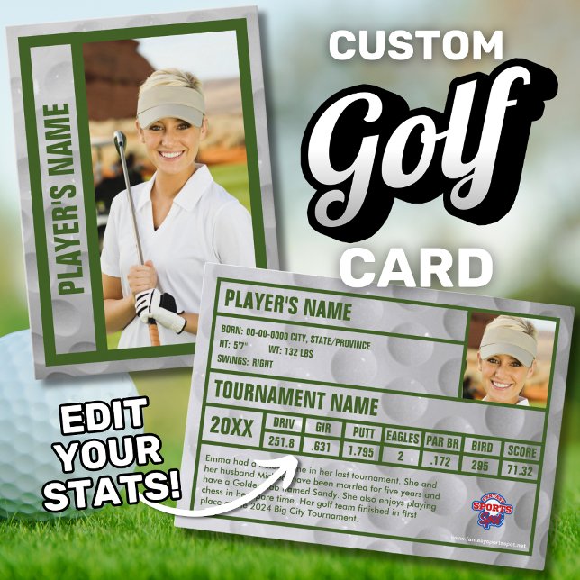 Carte Golfer Trading | Souvenir du tournoi | Vert (Custom golf trading card souvenir. Edit your tournament stats.)
