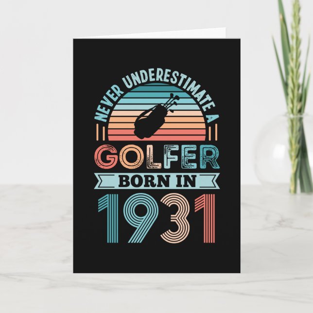 Carte Golfeur né 1931 Golfing 90e anniversaire Cadeau pa (Devant)