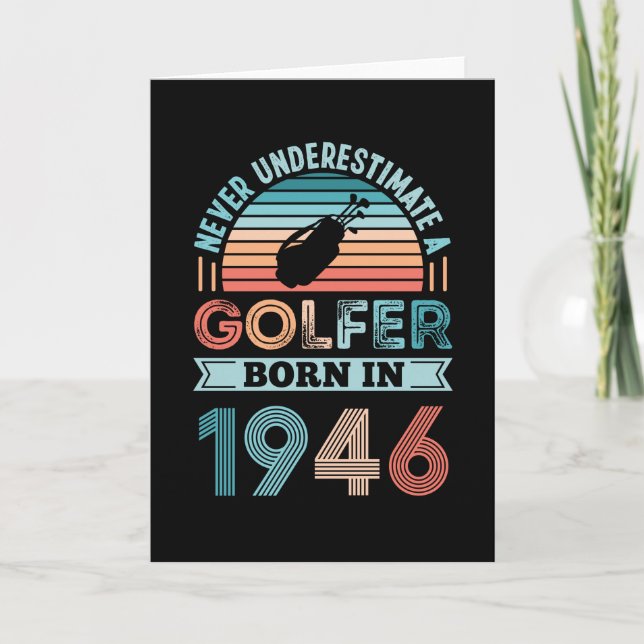 Carte Golfeur né 1946 Golfing 80e anniversaire Cadeau pa (Devant)