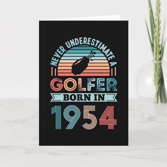 Carte Golfeur né 1954 Golfing 70e anniversaire Cadeau pa (Devant)