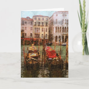 Carte "GONDOLAS IN VENICE" (manip. à l'aspect antique)