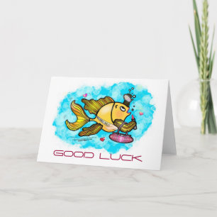 Carte GOOD LUCK Beverly Hills Fish cute funny comic