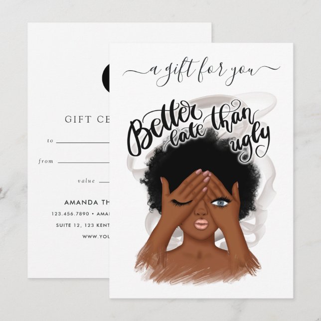 Carte Good Mood Black Woman Certificat cadeau femme (Devant / Derrière)
