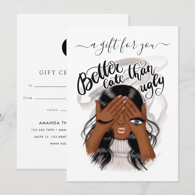Carte Good Mood Black Woman Certificat cadeau femme (Devant / Derrière)