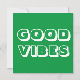 Carte Good Vibes, Meilleurs Voeux, Bonne Chance, Vert bl