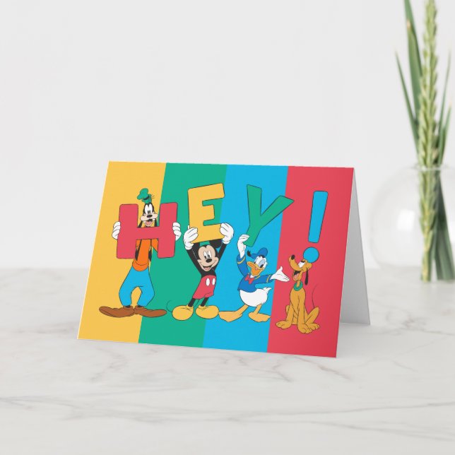Carte Goofy, Mickey, Donald, Pluto - Hey ! (Devant)