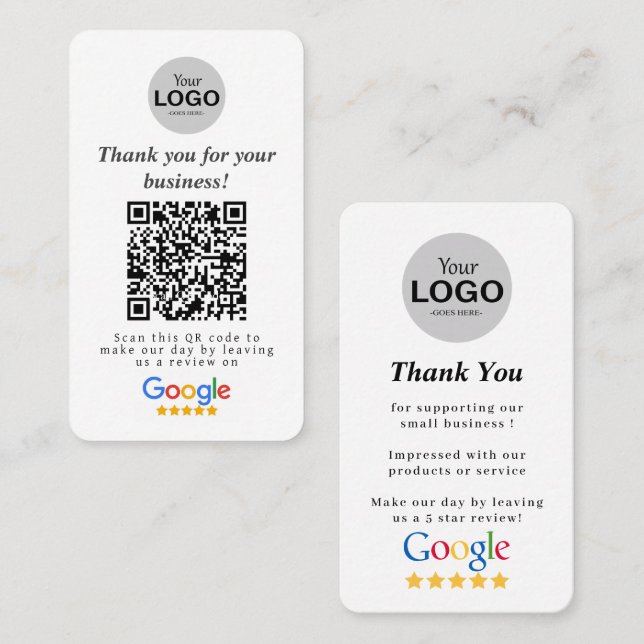 Carte Google de révision (Devant / Derrière)