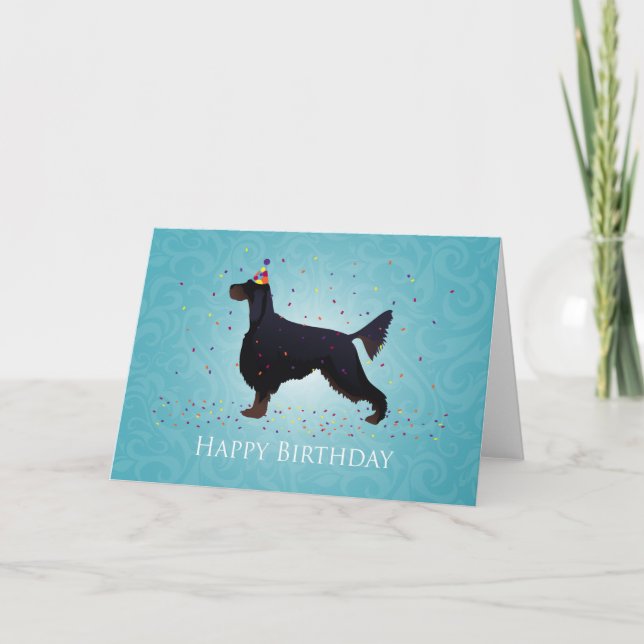 Carte Gordon Setter Joyeux design d'anniversaire (Devant)