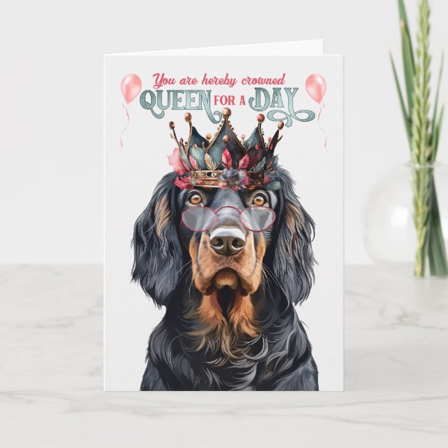 Carte Gordon Setter Queen pour une journée Anniversaire  (Devant)