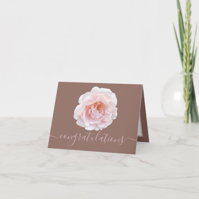 Carte Gorgeous Pink Rose Pink Background Congratulations (Devant)