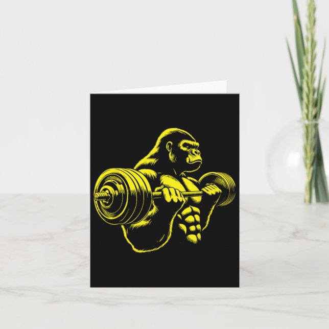 Carte Gorilla Monkey Gym Poids Lifting Bodybuilding Trav (Devant)