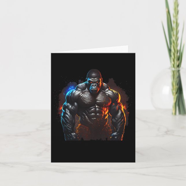Carte Gorilla Monkey Gym Porter Bodybuilding Workbuildin (Devant)