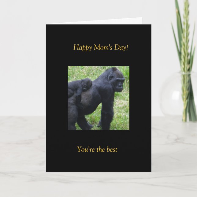 Carte Gorille du jour de la maman heureuse (Devant)