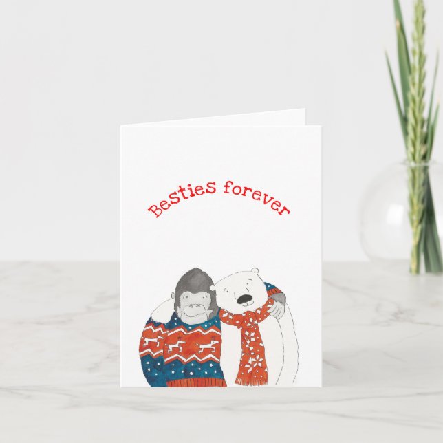 Carte Gorille et ours polaire 'besties pour toujou (Devant)