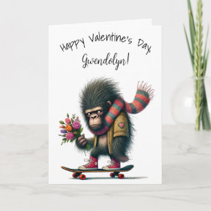 Carte Gorille fantaisiste drôle Joyeuse Saint-Valentin