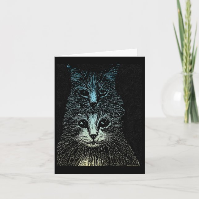 Carte Goth déplaisant Chat gothique Vintage (Devant)