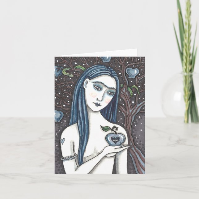 Carte GOTH EVE, CÔTÉ SOMBRE D'EDEN, POMME & SERPENT Blan (Devant)