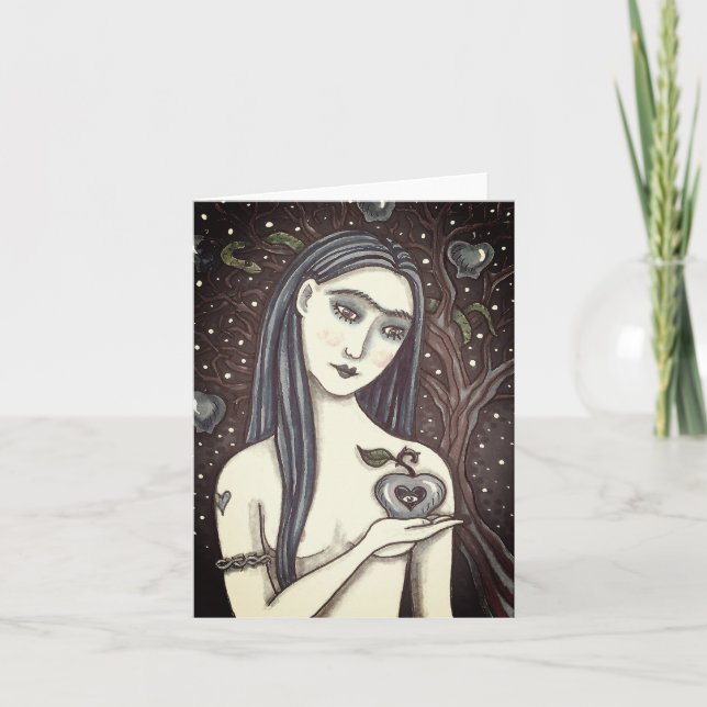 Carte GOTH EVE, CÔTÉ SOMBRE D'EDEN, POMME & SERPENT Blan (Devant)